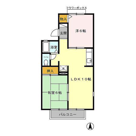 セジュール東台ABC(2LDK/1階)の間取り写真
