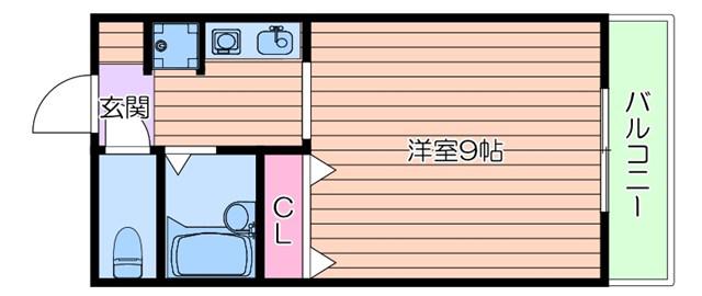 ペディマリー箕面II(1K/2階)の間取り写真