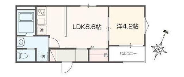 MELLAS大宮(1LDK/2階)の間取り写真
