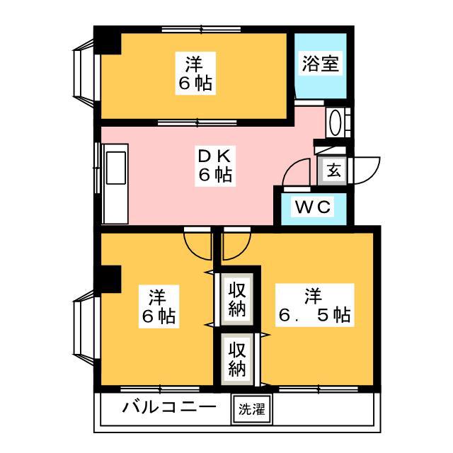 第2平田マンション(3DK/3階)の間取り写真