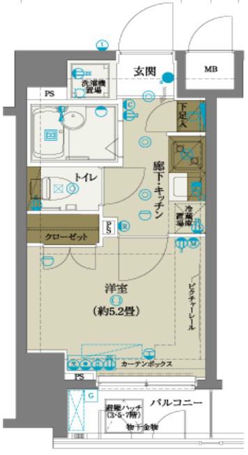 ヴェルト横濱石川町II(1K/3階)の間取り写真