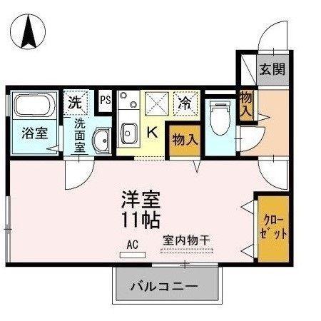 グランシャリオ(1K/2階)の間取り写真