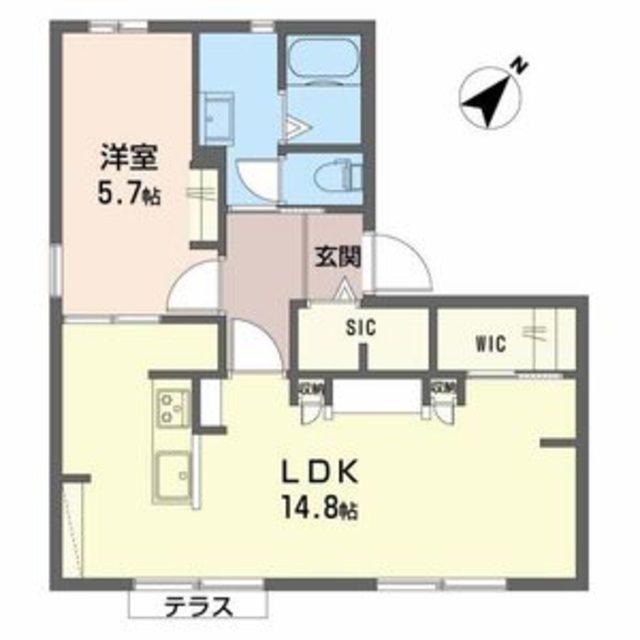 エスコートグリーンB棟(1LDK/1階)の間取り写真