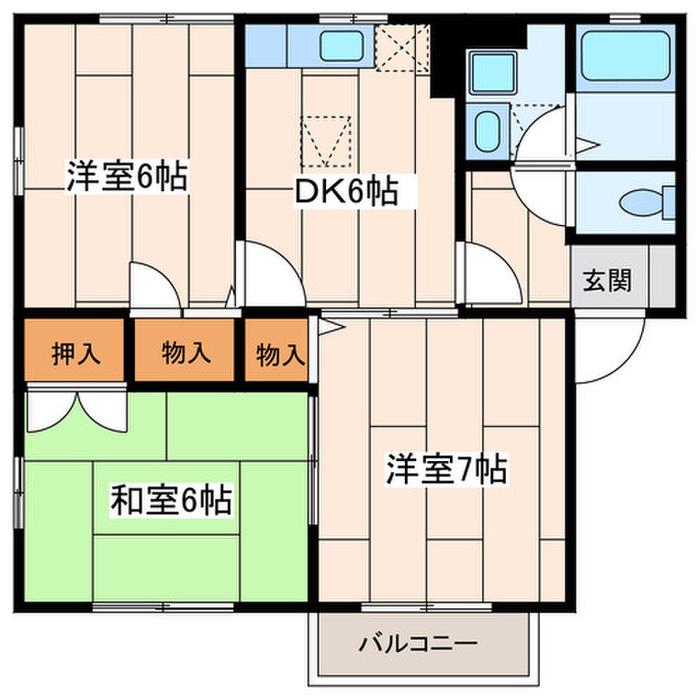 スクエア中央林間I(3DK/2階)の間取り写真