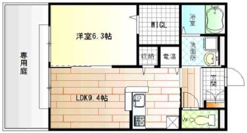 コージーコート(1LDK/1階)の間取り写真