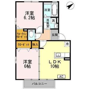 クリアムールB(2LDK/2階)の間取り写真