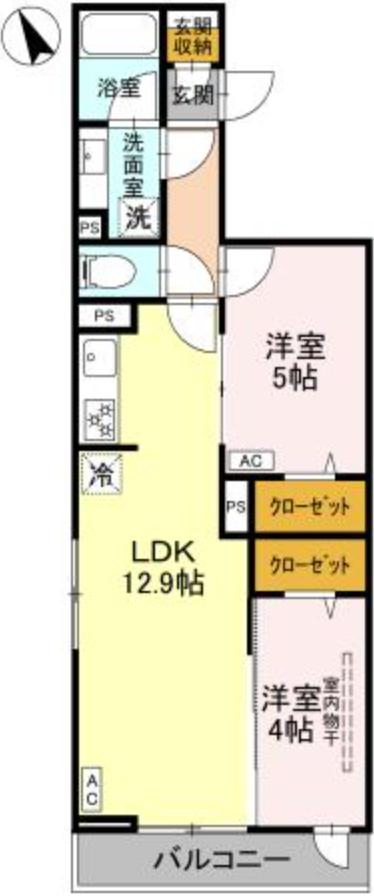 ディーセレーノくすのき台(2LDK/3階)の間取り写真
