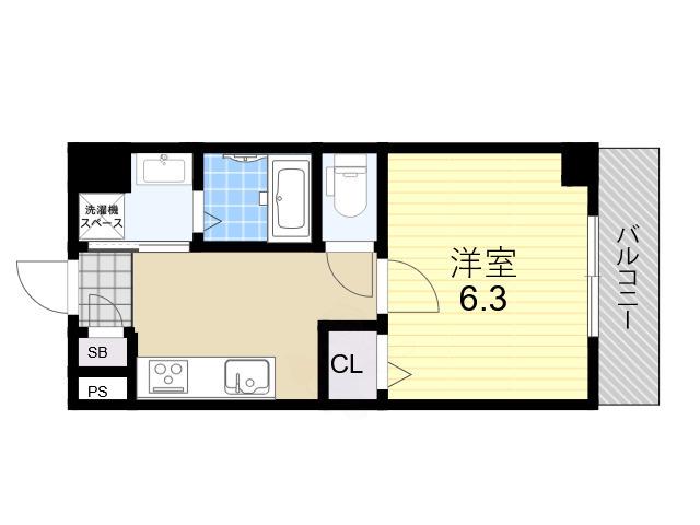 千葉・住吉(1K/7階)の間取り写真