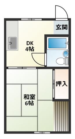 サンワハイツ(1DK/1階)の間取り写真