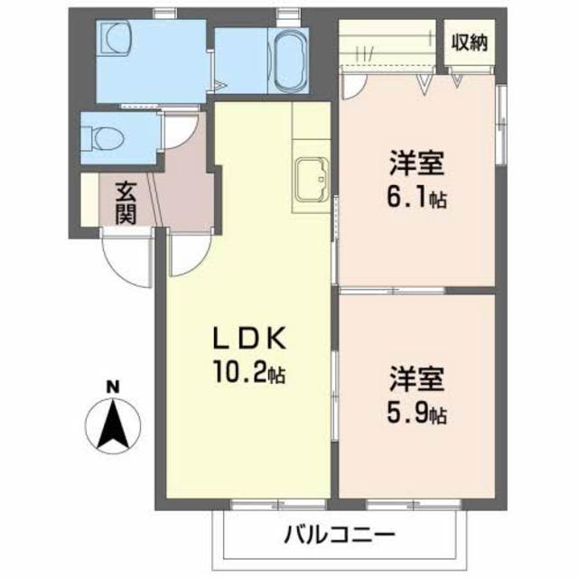シャーメゾン・バッハ(2LDK/2階)の間取り写真