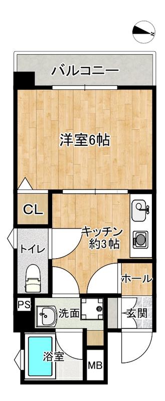 ピュアドーム高宮ロイヤルズ(1K/7階)の間取り写真