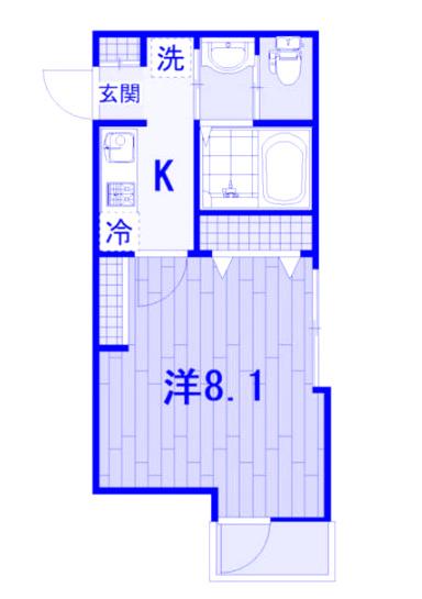 RIS参番館(1K/2階)の間取り写真