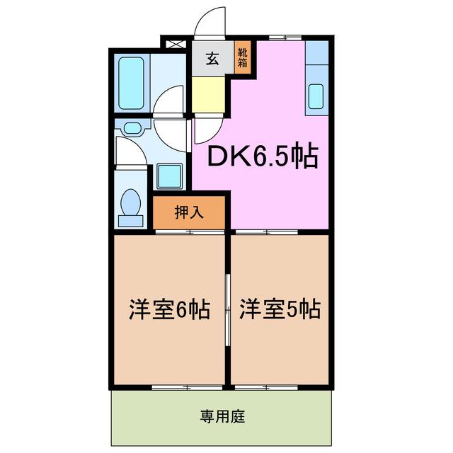 スプリング岩崎II(2DK/1階)の間取り写真