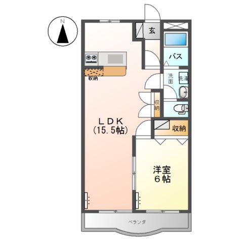 プリベール(1LDK/1階)の間取り写真