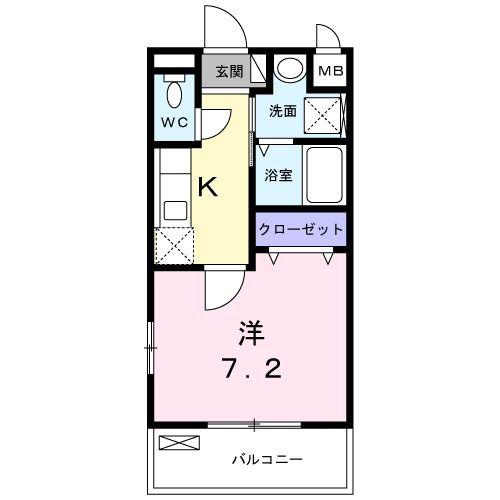 フォルトゥーナ(1K/2階)の間取り写真