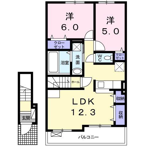 サン・ルミエールA(2LDK/2階)の間取り写真