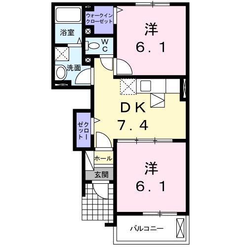 サンリットK(2DK/1階)の間取り写真