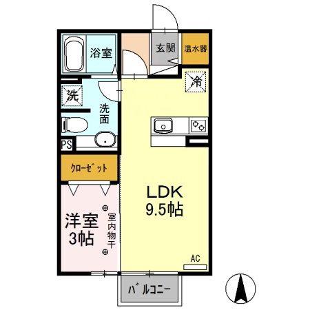 モナリエT(1LDK/2階)の間取り写真