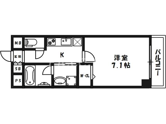 グラングレース都島(1K/4階)の間取り写真
