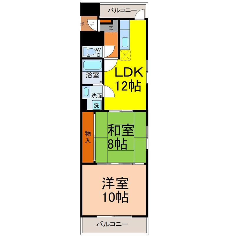 ホワイトキャッスル金山(2LDK/12階)の間取り写真