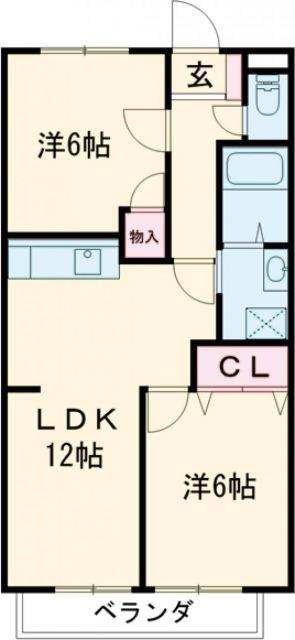 コーポラス沢上II(2LDK/2階)の間取り写真