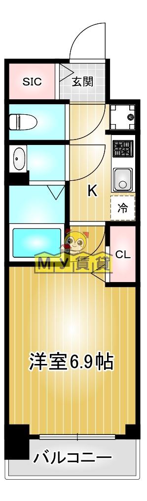 プレサンスNAGOYAファスト(1K/4階)の間取り写真