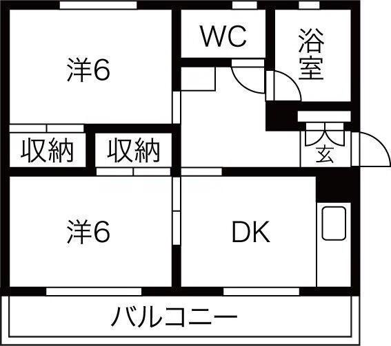 マンション早河(2DK/3階)の間取り写真