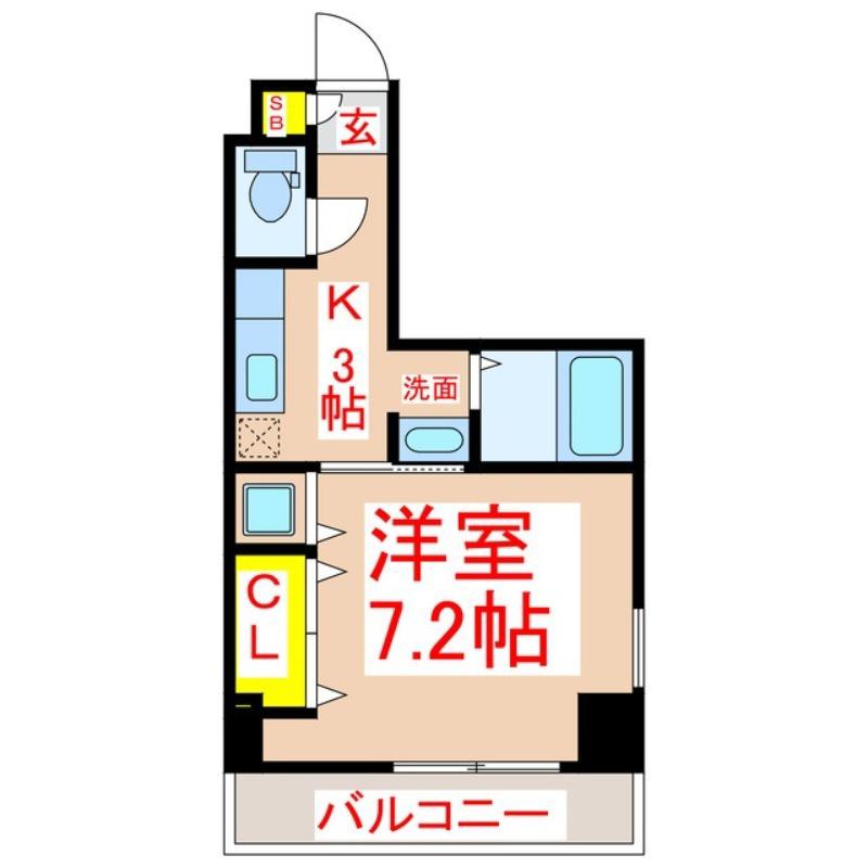 パラディーゾ城南(1K/3階)の間取り写真