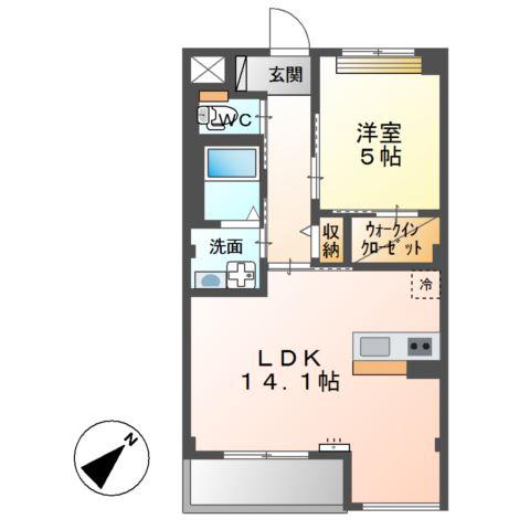 レヴァンテ(1LDK/3階)の間取り写真