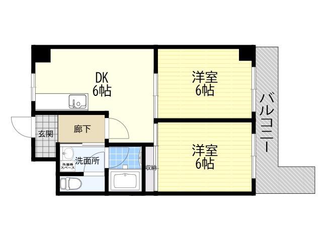 ロイヤル新森(2DK/4階)の間取り写真