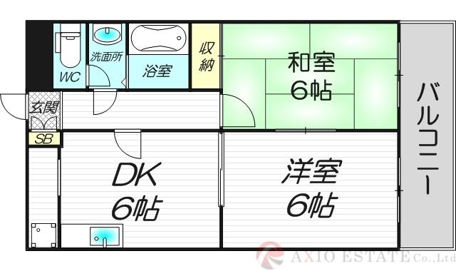 リッシュヴィラージュ(2DK/1階)の間取り写真