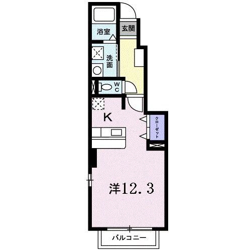 イーストリッチA棟(1K/1階)の間取り写真