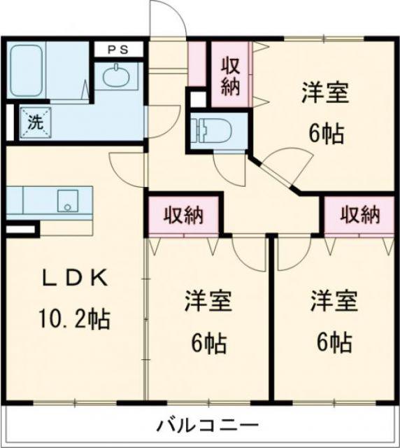 マンションさくら(3LDK/3階)の間取り写真