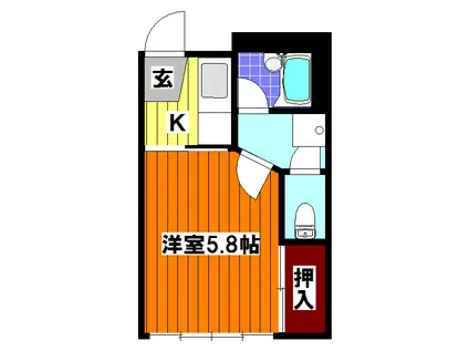 ドエリングハウス小山(1K/1階)の間取り写真