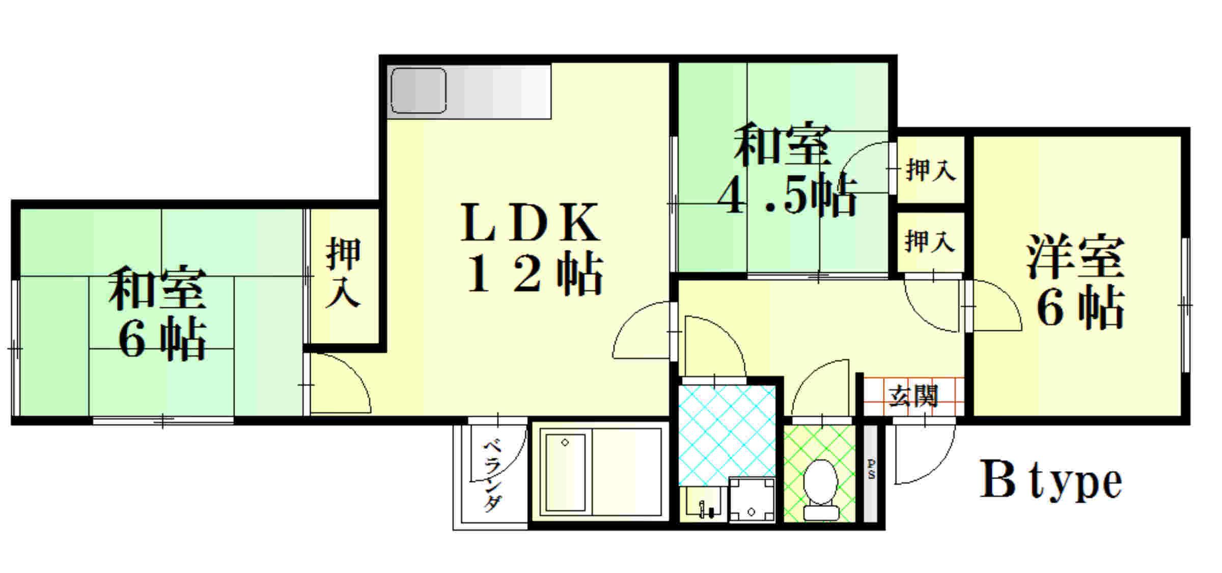 ハイツリバーサイド(3LDK/4階)の間取り写真