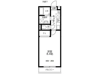 コモドパルコ(1K/2階)の間取り写真