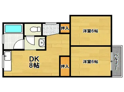 メゾン東花園(2DK/1階)の間取り写真