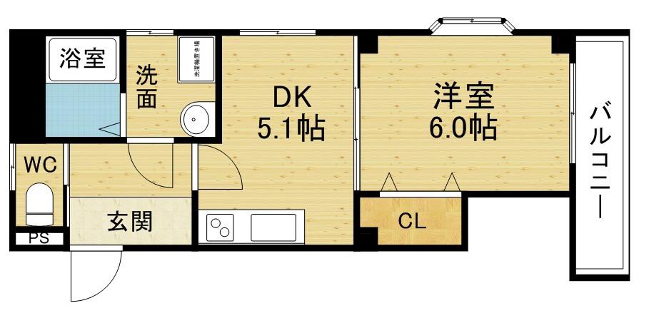 アイリス(1DK/1階)の間取り写真