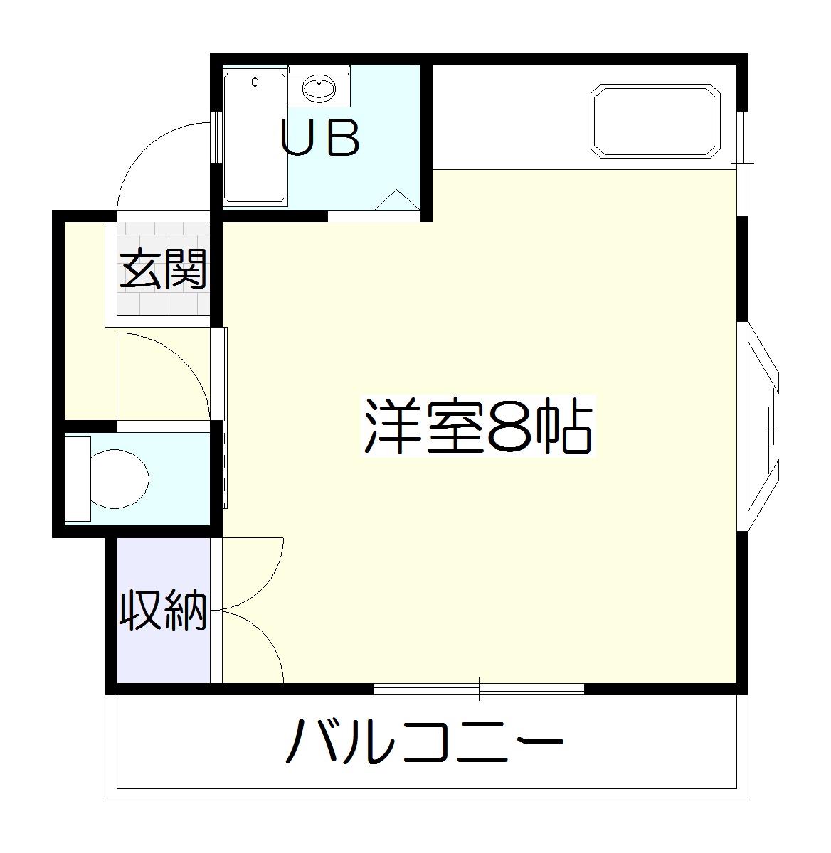 花堂ビル(1K/3階)の間取り写真