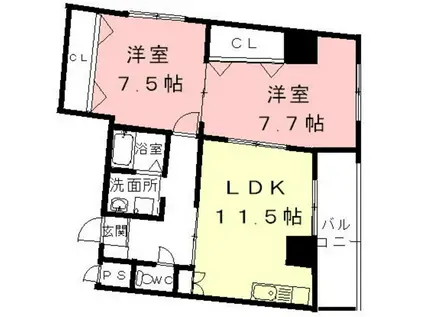 グランドステ-ジ(2LDK/4階)の間取り写真