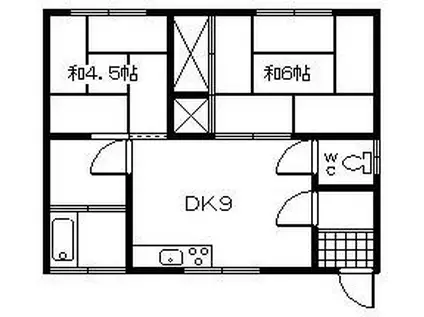 コーポ松尾A(2DK/1階)の間取り写真
