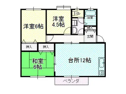 ラーバン鞠生(3LDK/1階)の間取り写真