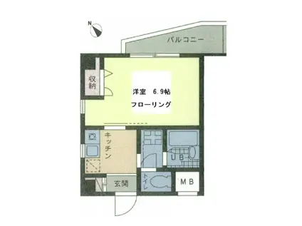 PRIMEVEREプリムヴェール(1K/2階)の間取り写真