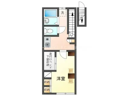 レオパレスシャルム出口A(1K/2階)の間取り写真