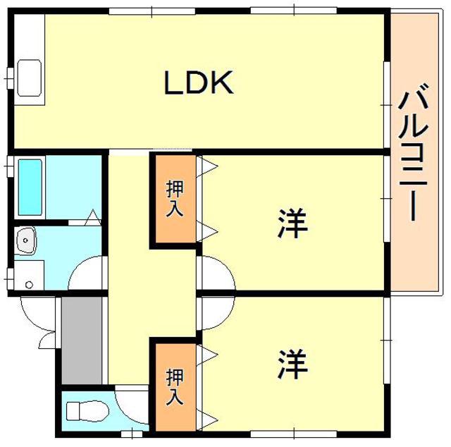 ECハイツ(2LDK/3階)の間取り写真