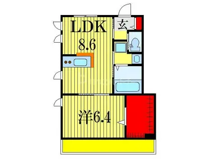 グラシア(1LDK/1階)の間取り写真