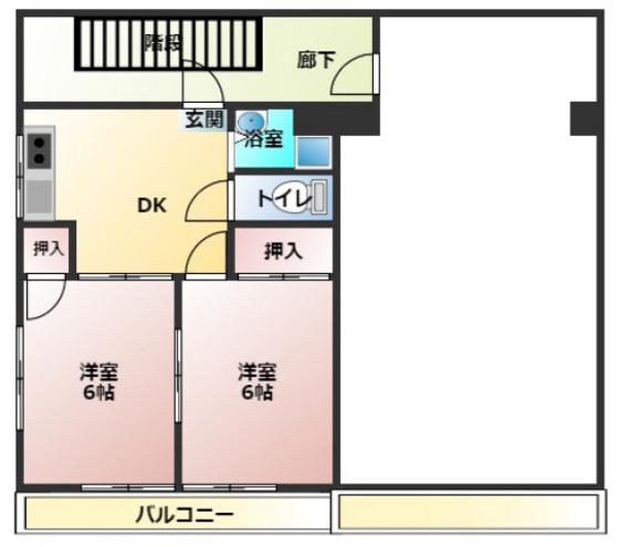 MIビル(2DK/2階)の間取り写真