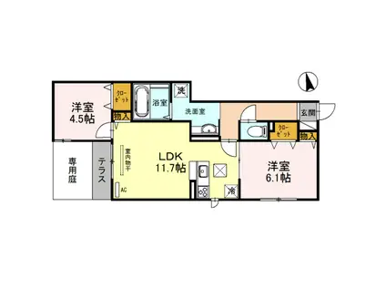 LA LUCE(2LDK/1階)の間取り写真