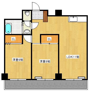 サンシャイン己斐(2LDK/4階)の間取り写真