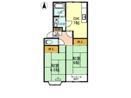 ベルビューK(2DK/2階)の間取り写真